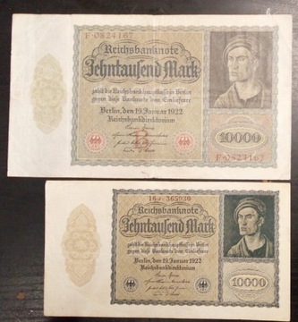 Niemcy 10000 marek 1922 duży i mały