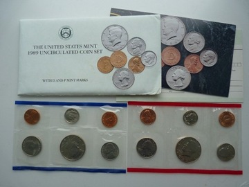 USA 1989 zestaw monet coin set P + D UNC