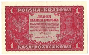 Banknot Polska 1 Marka mkp 1919 BS Stan I UNC