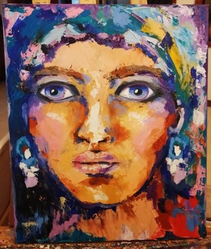 Obraz olejny malowany ręcznie dziewczyna kobieta