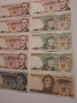 27#L 10 BANKNOTÓW PRL OD 50 ZŁ DO 1000 ZŁOTYCH 