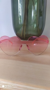 Okulary ozdobne serca rozowe ombre 
