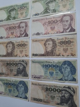 2#L 10 BANKNOTÓW PRL OD 50 ZŁ DO 2000 TYSIĘCY 