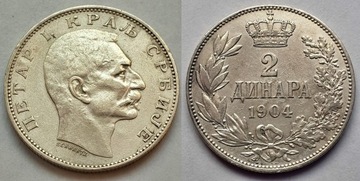 Serbia 2 dinary 1904