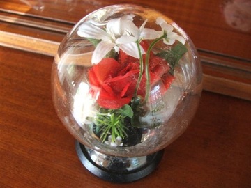 Kula Kulka szklana okrągła z kwiatkiem w środku Oz