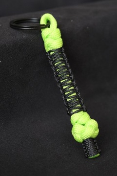 Breloczek paracord EDC do kluczy neon yell+czarny