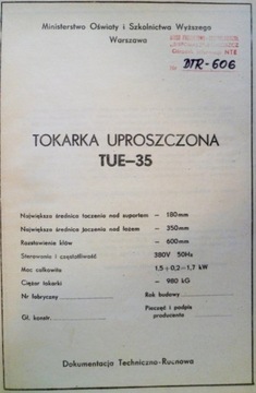 Tokarka TUE 35 DTR 