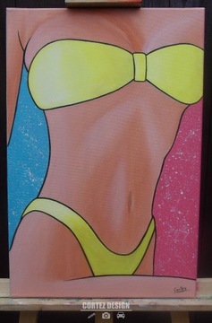 Obraz Żółte bikini pop art 40x60cm akryl