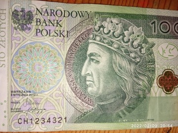 Banknot 100 zł unikatowy numer