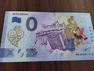 Bon banknot kolekcjonerski 0 euro haftowany Alto 