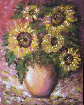 Obraz na płótnie "Sierpniowe słoneczniki" 24*30cm