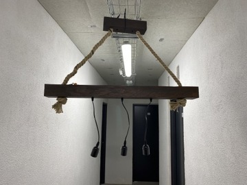 Lampa belka wisząca na 3 żarówki drewno loft Eko