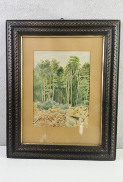 Obraz na ścianę, sygnowany, las, Krajobraz  1945