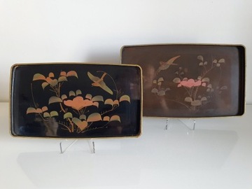 Ręcznie malowane japońskie tace Obon, Taisho