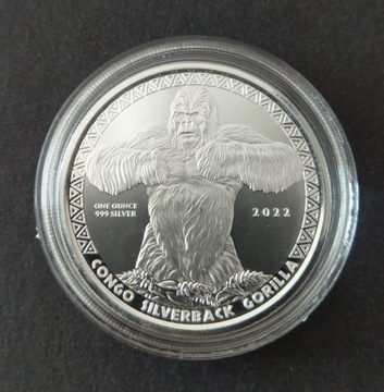 Congo: Silverback Gorilla 1oz srebro 2022