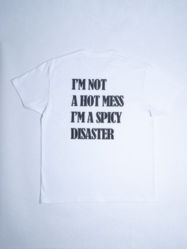 T-shirt biały z napisem 'Hot Mess' XL Unisex