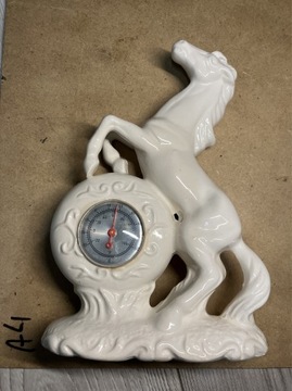 FOREGIN porcelanowa figurka koń z termometrem PRL