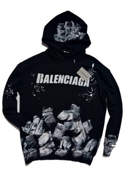 BALENCIAGA czarna bluza ze śladami farby Oversize