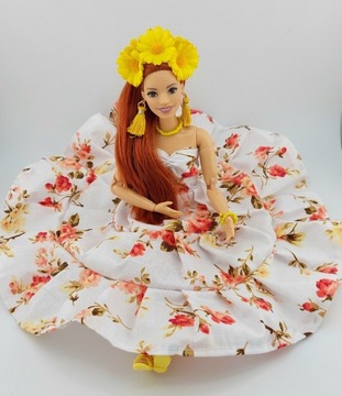 Suknia sukienka ubranko dla Barbie CURVY zest.9 el