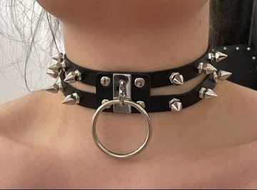 Choker z ćwiekami i kółkiem  no9