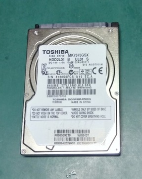 Dysk  HDD Toshiba 2,5" 750GB 5400rpm (MK7575GSX)