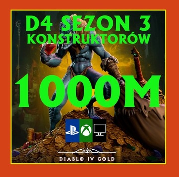 Diablo 4 SEZON 3 1000M Gold D4 Złoto PC XboX PS