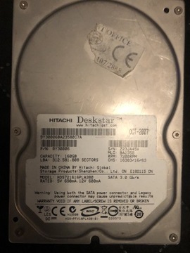 Dysk hdd sata hitachi 160 GB 3,5 cala