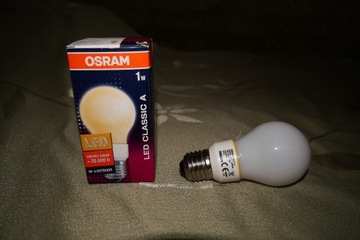 Żarówka żółta LED klasyczna Osram E27 1W na bal
