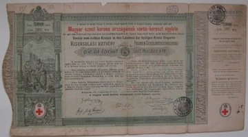 Węgry akcja 5 forint 1882 Czerwony Krzyż Chrzanów