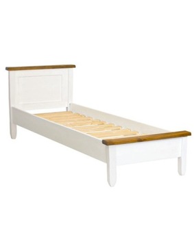 Białe łóżko z drewna, komplet ze stolikiem, 90cm