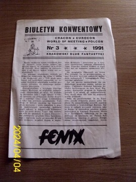 biuletyn konwentowy nr 3. 1991 r Fantastyka