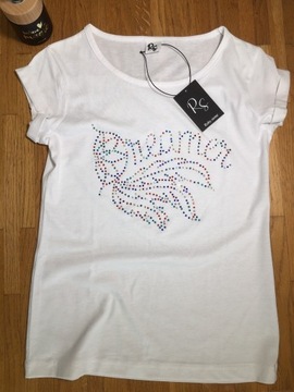 T-shirt damski biały Xs~~ dżety cyrkonie  Promocja