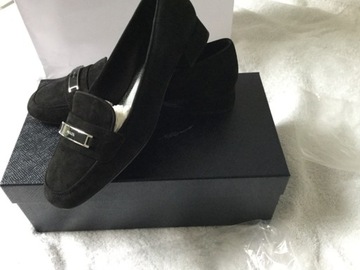 Damskie buty nowe PRADA.Oryginalne,Czarny zamsz