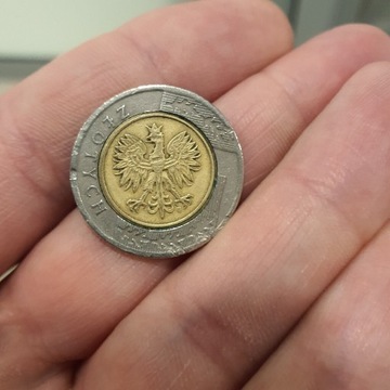 Moneta 5 zł z 1994 roku. Destrukt 