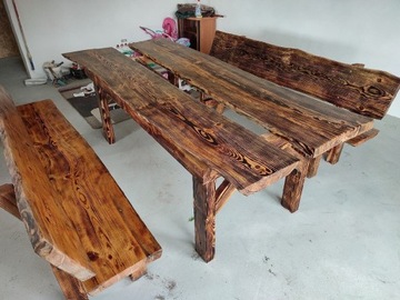 Zestaw ogrodowy ławki stół lakierowany