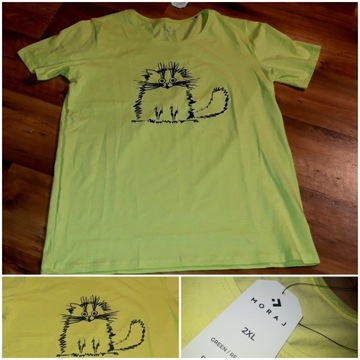 T-shirt limonkowy/kot