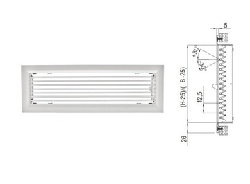 Kratka aluminiowa PTR 525x225 UR - RAL 9010 biały