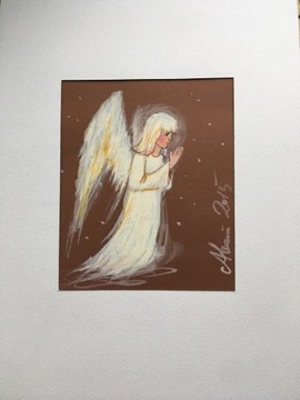 „Aniołek” akryl na papierze