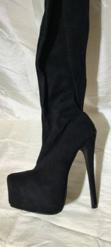 Kozaki za kolano czarne high heels 