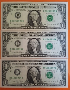 USA 1 Dolar x 3szt 1988r. numery po kolei