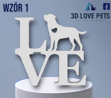 Figurka, napis 3D Love Rottweiler pies (2 wzory)