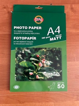 PAPIER FOTOGRAFICZNY MATOWY KOH-I-NOOR - A4, 190 G, 50 ARK.
