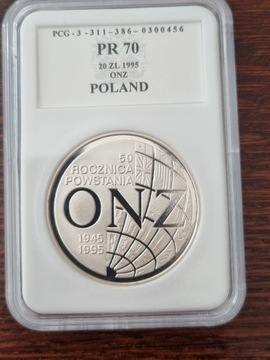 20 zł ONZ 50 ROCZNICA 1995R.CENA DO NEG.