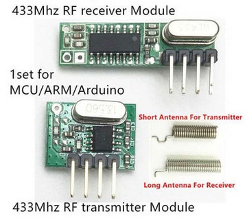 Zestaw RF nadajnik i odbiornik 433MHz z antenkami