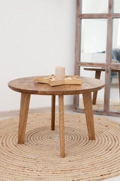 Dębowy stolik kawowy okrągły 60cm dziki dąb 