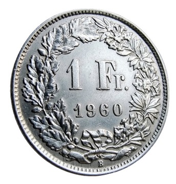 1 Frank 1960 Szwajcaria Ag 0,835