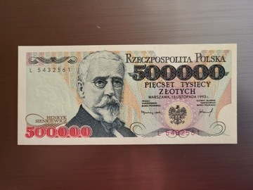 Banknot RP 500000 złotych H. Sienkiewicz 1993 UNC