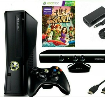 Xbox 360 S Slim 250GB RGH 2 Pady Kinect Gry Zestaw
