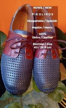 Pikolinos  Hiszpańskie męskie buty skórzane, 100% Skóra, Rozmiar 43/28,8 cm