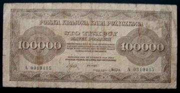 100000zł 1923r.  Rzadsza seria A   z obiegu.